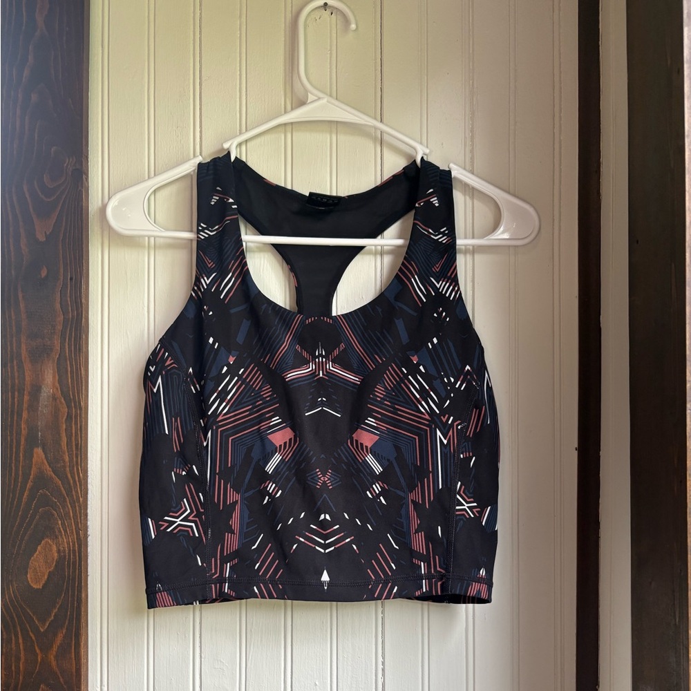Sweaty Betty Black and Blue Geometric Sports Bra